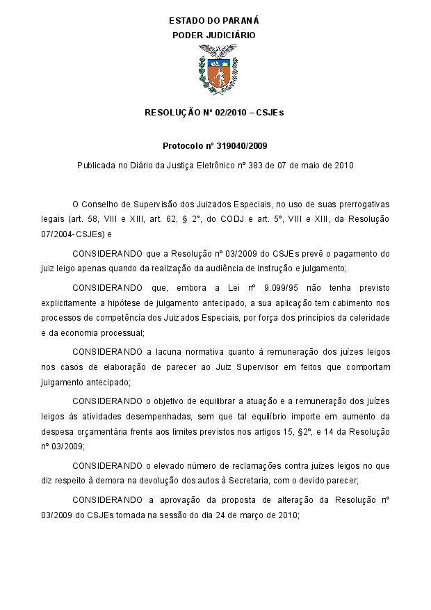 Altera dispositivos da Resolução nº 03/2009.