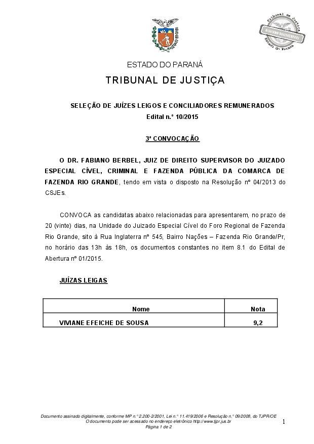 Disponibilizado em 30/11/2015