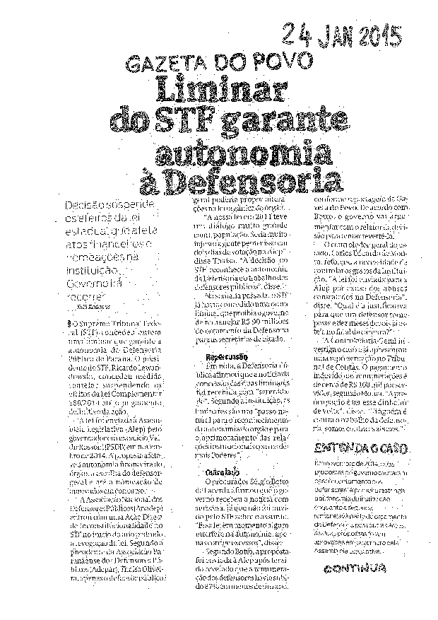 Clipping - dias 24, 25 e 26 de janeiro de 2015